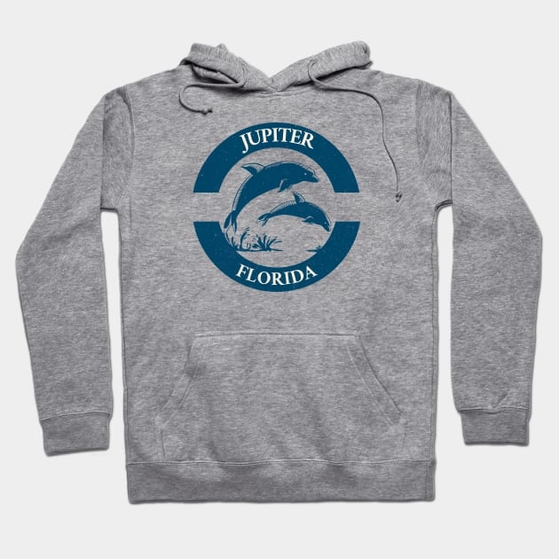 Jupiter, Florida Dolphin Hoodie by Mountain Morning Graphics